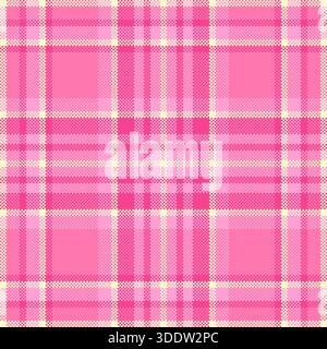 Kariertes Schottenmuster, nahtlose Textur im Hintergrund für Teenager. Vektor-Textil im Farbton Pink und Zitronenchiffon. Stock Vektor