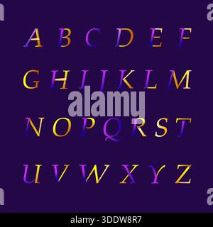 Das englische Alphabet in hellen Farbverläufen Stock Vektor