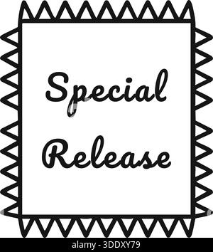 Eine quadratische Karte mit einem schwarzen Dreiecksrand und den Worten Special Release in einem Schriftzug in der Mitte. Stock Vektor