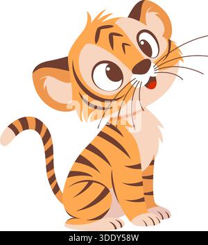 Entzückender verspielter Tiger, lustige Vektor-Illustration Stock Vektor