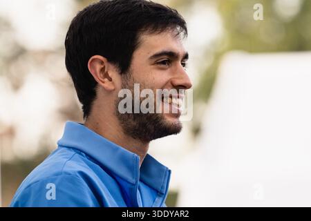 HONGKONG, China - 04. JANUAR: Nuno Borges of Portugal während der Autogrammstunde der Bank of China Hong Kong Tennis Open 2026 (ATP 250) auf dem Victoria Park Tennis Centre Court am 4. Januar 2026 in Hongkong, China (Foto: Jack ng/Alamy Live News) Stockfoto
