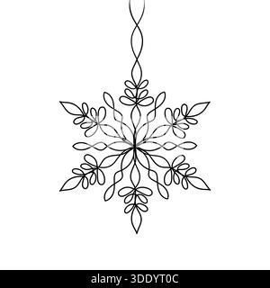 Eine zarte, elegante Schneeflocken-Illustration aus einer einzigen durchgehenden Linie. Perfekt für Wintermotive, Weihnachtsgrüße und natürliche Ästhetik Stock Vektor