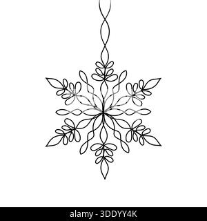 Eine zarte, elegante Schneeflocken-Illustration aus einer einzigen durchgehenden Linie. Perfekt für Wintermotive, Weihnachtsgrüße und natürliche Ästhetik Stock Vektor