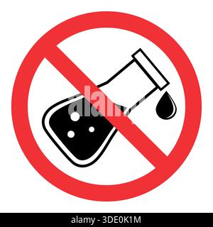 Das Schild ist verboten saure Stoffe in einem rot durchgestrichenen Kreis auf weißem Hintergrund. Stock Vektor