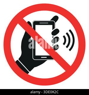 Vektorabbildung eines verbotenen Telefonzeichens auf weißem Hintergrund Stock Vektor