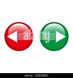 Rote und grüne Pfeile in einem Kreis. Konfrontationssymbol. Stock Vektor