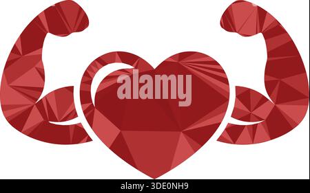 Verstärktes Herzsymbol isoliert auf weißem Hintergrund Stock Vektor