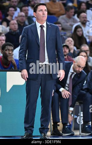 Madrid, Spanien. Januar 2026. Xavi Pascual vom FC Barcelona wurde während des Liga Endesa ACB Spiels zwischen Real Madrid und FC Barcelona in der Movistar Arena gesehen. FC Barcelona Sieg 100-105 Credit: SOPA Images Limited/Alamy Live News Stockfoto
