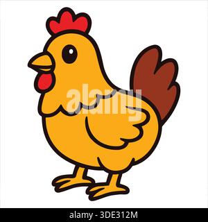 Niedliche Zeichentrick Huhn Illustration Bauernhof Tier Clipart Stock Vektor