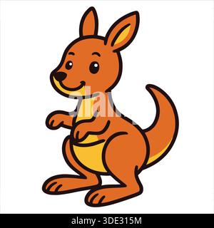 Niedliche Karikatur Känguru Illustration Tier Clipart Stock Vektor