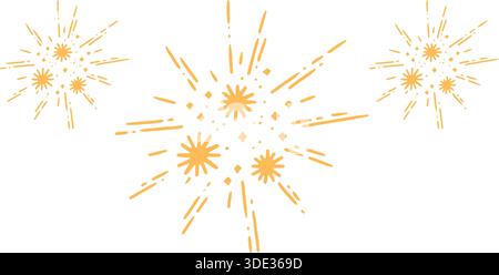 Goldene Hand Gezeichnet Festliche Feuerwerk Burst Vektor Illustration Stock Vektor