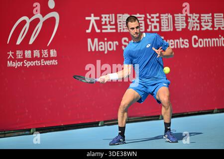 Hongkong. Januar 2026. Laslo Djere, ein serbischer Tennisspieler, während eines Spiels bei den Hong Kong Tennis Open (WTA 250) am 5. Januar 2026 in Hongkong. (Foto von Kobe Li/Nexpher Images) Credit: Nexpher Images Limited/Alamy Live News Stockfoto