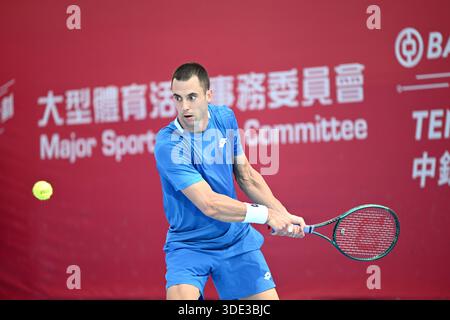 Hongkong. Januar 2026. Laslo Djere, ein serbischer Tennisspieler, während eines Spiels bei den Hong Kong Tennis Open (WTA 250) am 5. Januar 2026 in Hongkong. (Foto von Kobe Li/Nexpher Images) Credit: Nexpher Images Limited/Alamy Live News Stockfoto