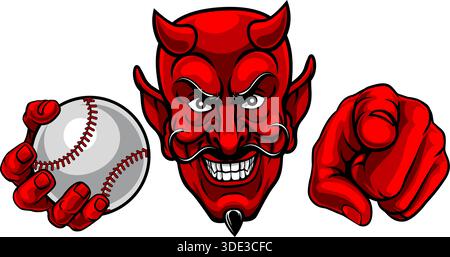 Illustration: Devil Baseball Ball Sport Team Maskottchen Stock Vektor