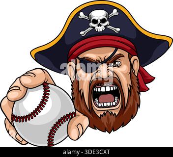 Pirate Baseball Ball Sport Maskottchen Illustration Stock Vektor