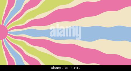 Grooviger Retro Sun Burst Wave Hintergrund Stock Vektor