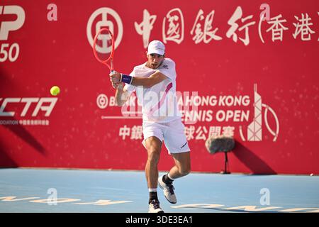 Nuno Borges, ein portugiesischer Tennisspieler, während eines Spiels bei den Hong Kong Tennis Open (WTA 250) am 5. Januar 2026 in Hongkong. (Foto: Kobe Li/Nexpher Images/SIPA USA) Stockfoto