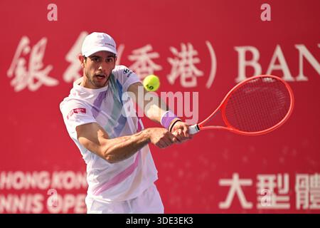 Nuno Borges, ein portugiesischer Tennisspieler, während eines Spiels bei den Hong Kong Tennis Open (WTA 250) am 5. Januar 2026 in Hongkong. (Foto: Kobe Li/Nexpher Images/SIPA USA) Credit: SIPA USA/Alamy Live News Stockfoto