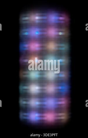 Ein digitales abstraktes Bild mit einem Muster aus unscharfen, bunten Lichtern. Das Bild hat eine pixelige Textur und einen modernen, digitalen Kunststil, der an o erinnert Stockfoto