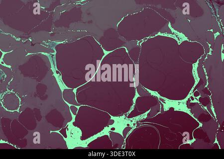 Dekorative Ebru-Marmor-Textur mit abstrakten, flüssigen Tintenmustern für Hintergrunddesign Stockfoto
