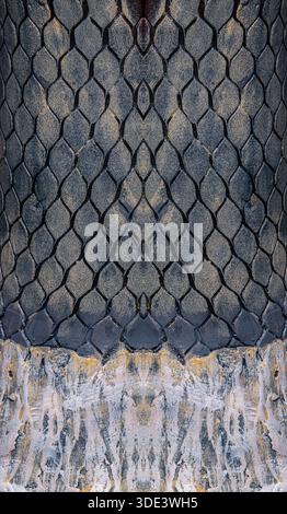 Eine abstrakte Nahaufnahme strukturierter Materialien Stockfoto