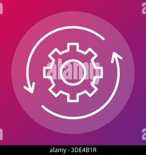 Symbol für industrielle Ausrüstung. Mechanismus Zyklusvektor. Symbol für Systemaktualisierung. Bewegungskennlinie des Betriebs. EPS 10. Stock Vektor