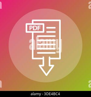 Hochentwickelte elektronische Dokumentation. Digitaler Download-Vektor. Symbol für Dokumentdatei wird exportiert. Lebendiger Hintergrund mit Farbverlauf. EPS 10. Stock Vektor