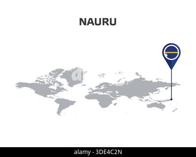 NAURU-Standort-Pin auf der Weltkarte mit Flagge im Körper des Pins Stock Vektor