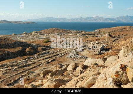 Blick von oben auf die Insel Delos, Griechenland Stockfoto