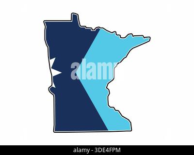 Karte des Bundesstaates Minnesota mit Flagge im Körper isoliert auf weißem Hintergrund Stock Vektor