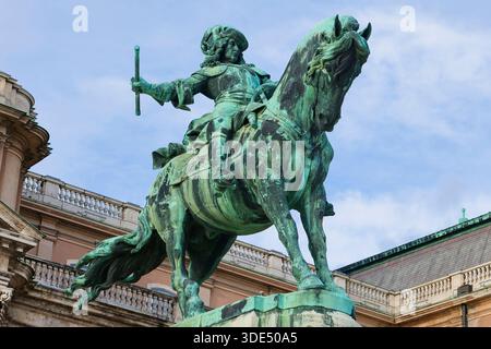 Schloss Buda, Reiterdenkmal des Prinzen Eugen von Savoyen, Budapest, Ungarn Stockfoto
