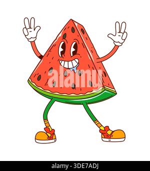 Cartoon funky groovige Wassermelonenfrucht Charakter Stock Vektor