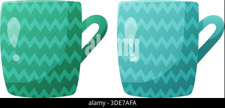 Zwei Keramikbecher mit geometrischem Muster. Stock Vektor