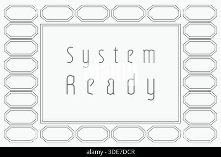 Eine leichte Karte mit sich wiederholenden Kapseln in Form von Pillen, die einen Rahmen bilden, und die Phrase System Ready innen. Stock Vektor