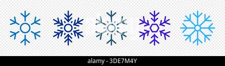 Bunte Schneeflocken. Winterurlaub-Clipart in Blau-, Lila- und Eistönen für saisonales Design Stock Vektor