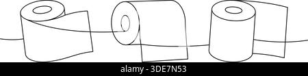 Papierrollen, eine Zeile, fortlaufende Zeichnung. Toilettenpapier, Servietten, Tücher und andere Hygieneprodukte. Vektorabbildung Stock Vektor