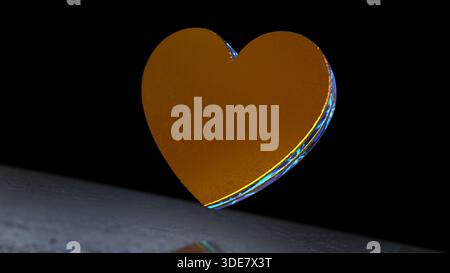 Heart Love 3D Symbol spektakulär. Abstrakte Illustration mit leuchtendem goldenem Metall. Stockfoto