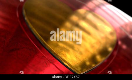 Herz-Liebe-Symbol 3D spektakuläre abstrakte Metall-Konzeptabbildung Stockfoto