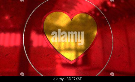 Herz-Liebe-Symbol 3D spektakuläre abstrakte Metall-Konzeptabbildung Stockfoto