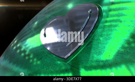 Herz-Liebe-Symbol 3D spektakuläre abstrakte Metall-Konzeptabbildung Stockfoto