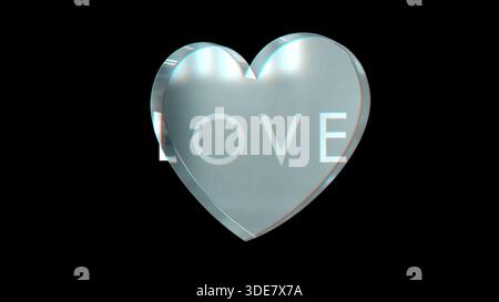 Herz-Liebe-Symbol 3D spektakuläre abstrakte Metall-Konzeptabbildung Stockfoto