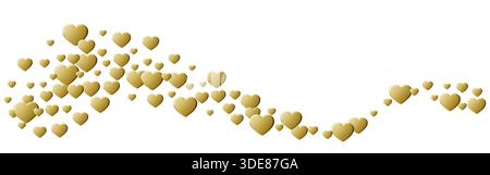Goldene Herzen Hintergrund, valentinssymbol mit Hochglanz-Finish auf weißem Hintergrund, perfekt für romantische Einladungsvorlagen, Hochzeitsdekorationen und Stock Vektor