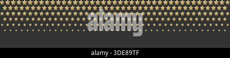 Goldene Sterne fallen dunkler Hintergrund. 3D-gerendertes Abzeichen mit leuchtenden gelben Lichteffekten und erstklassiger Sternendekoration. Stock Vektor