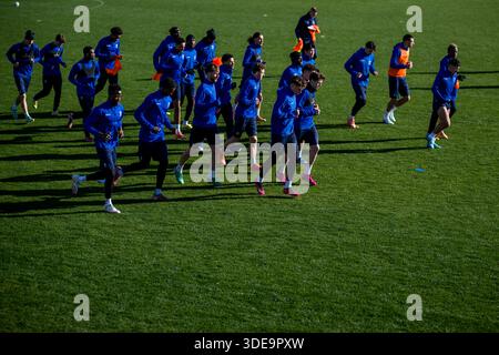 Oliva, Spanien. Januar 2026. Gents Spieler wurden während des Wintertrainings der belgischen Fußballmannschaft KAA Gent in Oliva, Spanien, am Dienstag, den 6. Januar 2026, in Aktion dargestellt. BELGA FOTO JASPER JACOBS Credit: Belga News Agency/Alamy Live News Stockfoto