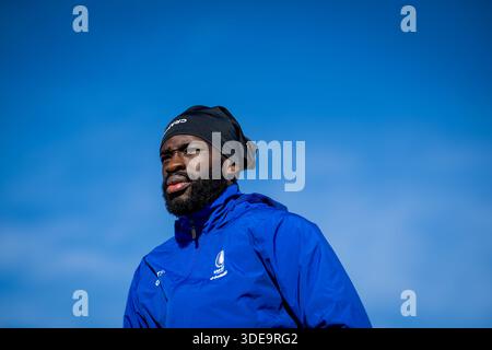 Oliva, Spanien. Januar 2026. Gent's Wilfried Kanga wird am Dienstag, den 6. Januar 2026, im Wintertrainingslager der belgischen Fußballmannschaft KAA Gent in Oliva, Spanien, gesehen. BELGA FOTO JASPER JACOBS Credit: Belga News Agency/Alamy Live News Stockfoto