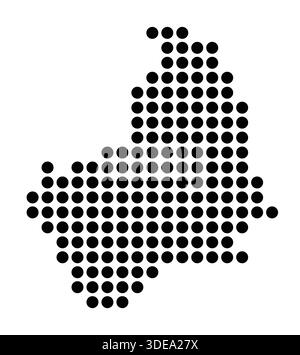 Symbol Karte der Stadt Nijmegen (Niederlande), die die Stadt mit einem Muster von nur wenigen schwarzen Punkten zeigt Stock Vektor
