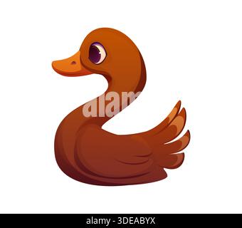 Zeichentrickfilm Nummer zwei als wilde Entenvogelfigur, Agrarschrift, Farmschriftart, Ernteart, lustiges Alphabet. Vektor-lustige Ziffer 2, nettes abc-Zahlensymbol für Kindererziehung, frühes Mathe-Lernen Stock Vektor