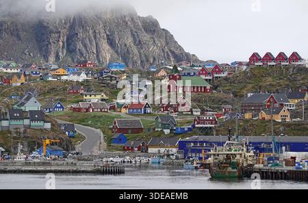 Sisimiut, die zweitgrößte Stadt Grönlands Stockfoto