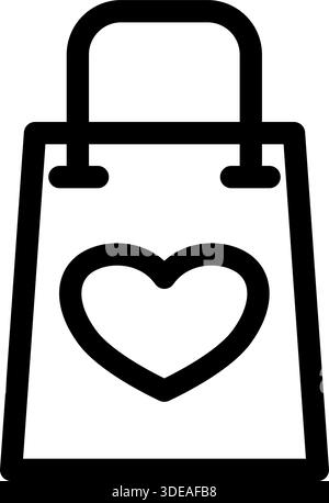 Einkaufstasche mit Herz - saubere und moderne Valentinstag-Ikone. Stock Vektor