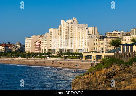 Grande Plage von Biarritz vom Rocher du Basta aus gesehen Stockfoto